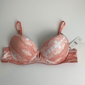 NWT Danskin Intimates Orange/Red Geo Push Up Bra